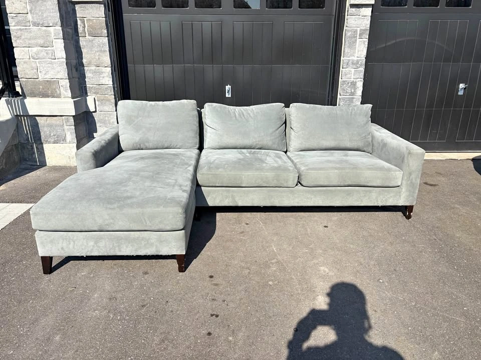 Light Grey Modern Sectional Sofa with Chaise - Great Condition