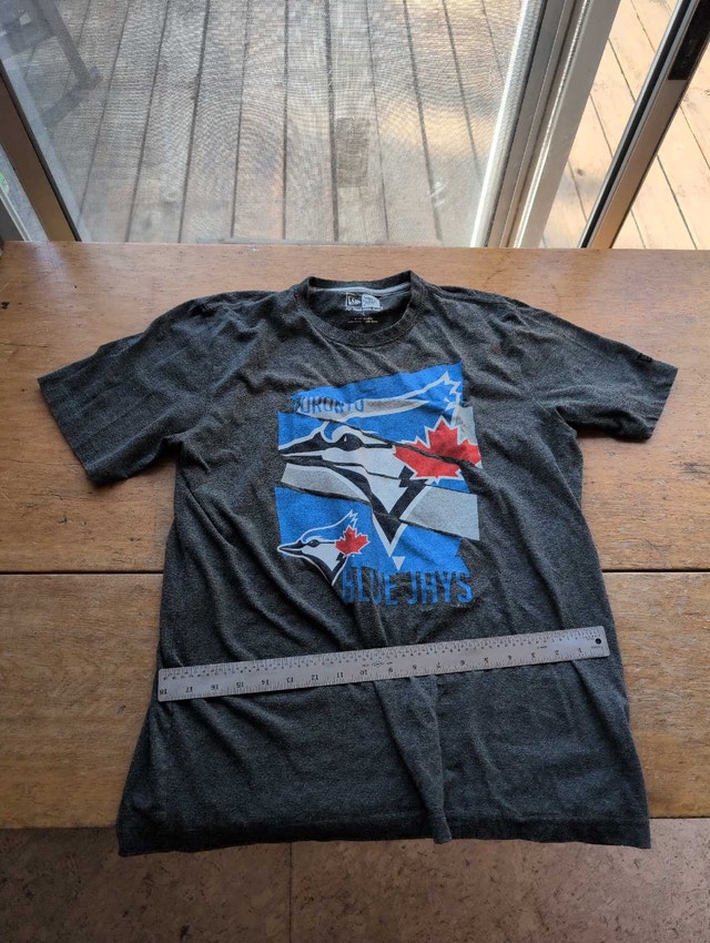 New Era Blue Jays Shirt Mens Large Grey