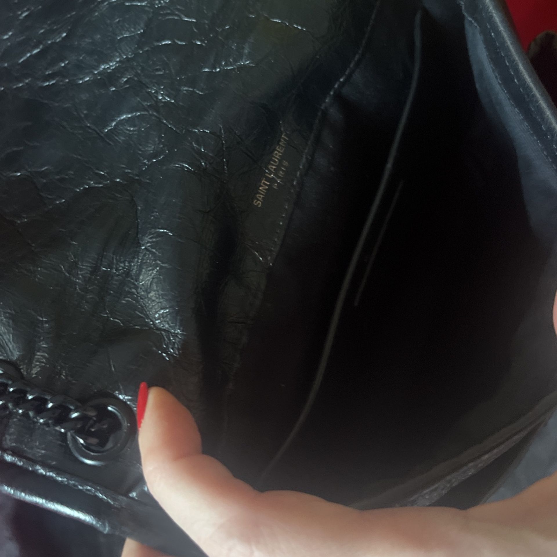 YSL St Laurent Mini Baby Niki Crinkled Leather Bag - Black - photo 4