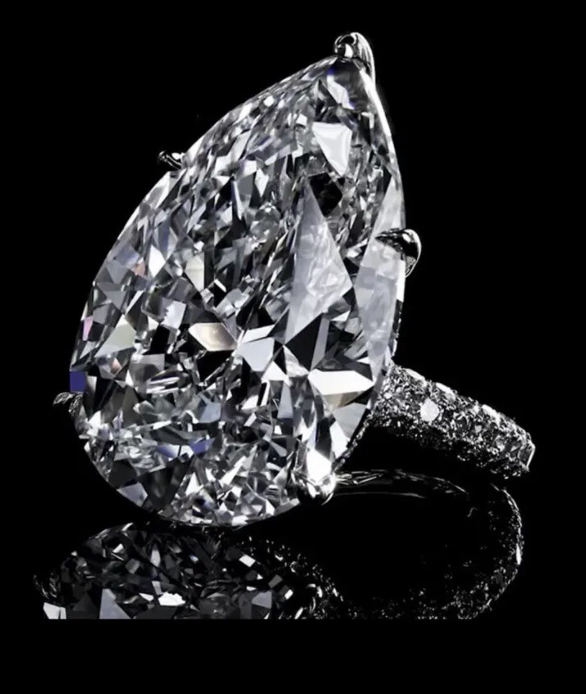 4TCW Pear Cut Moissanite Hidden Halo Engagement Ring Silver Size - photo 5