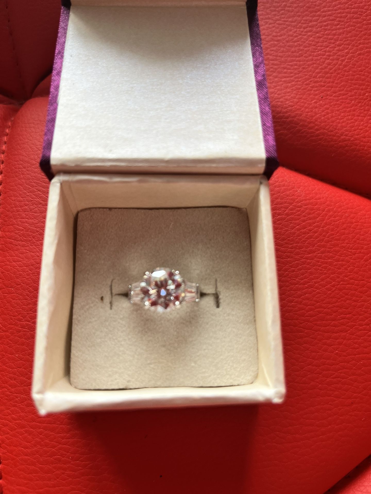 4 Ct Round Brilliant Moissanite 3 Stone Engagement Ring