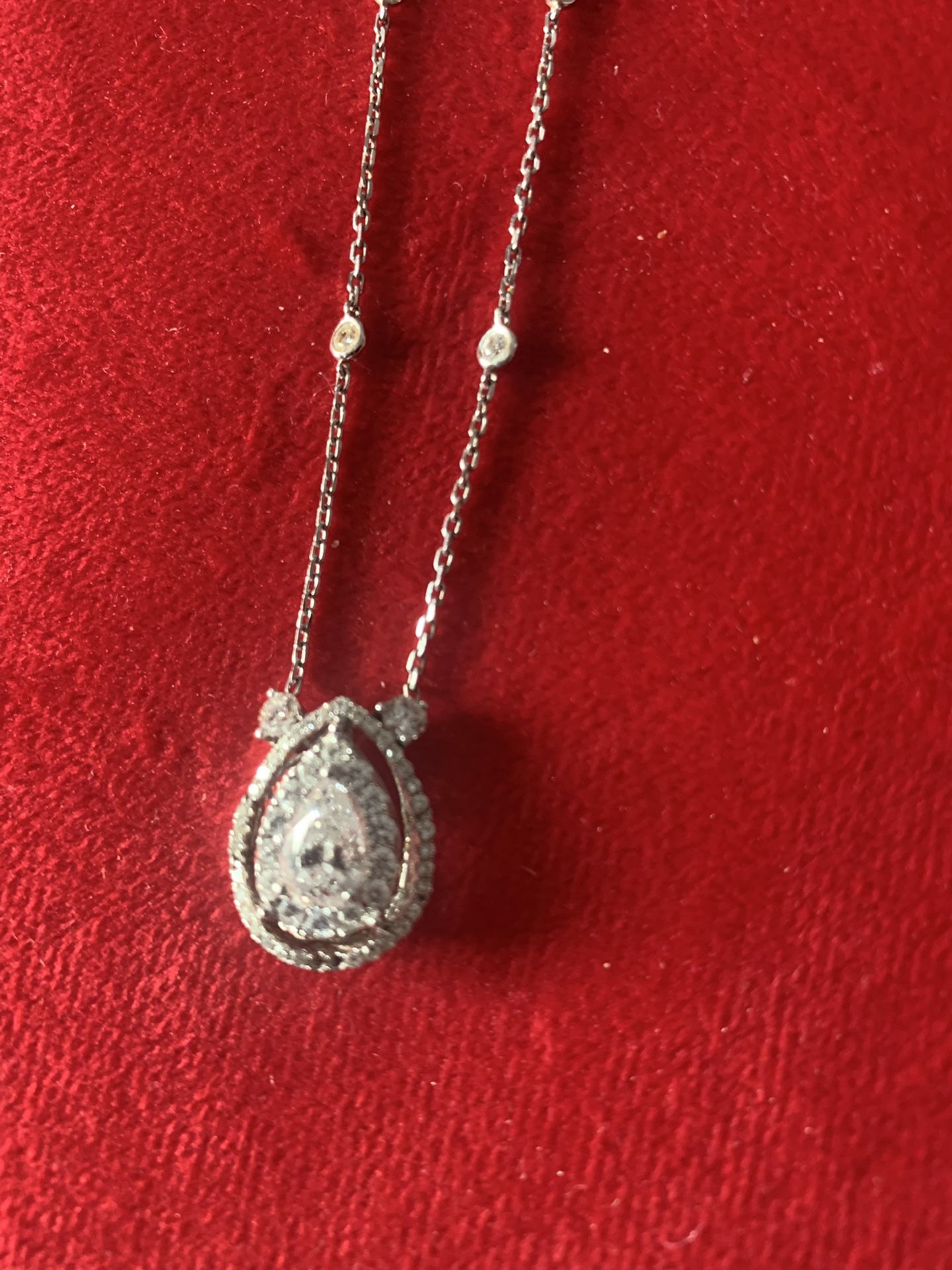 Teardrop Pear Double Halo Diamond By The Yard 14k White Gold Nec - photo 2