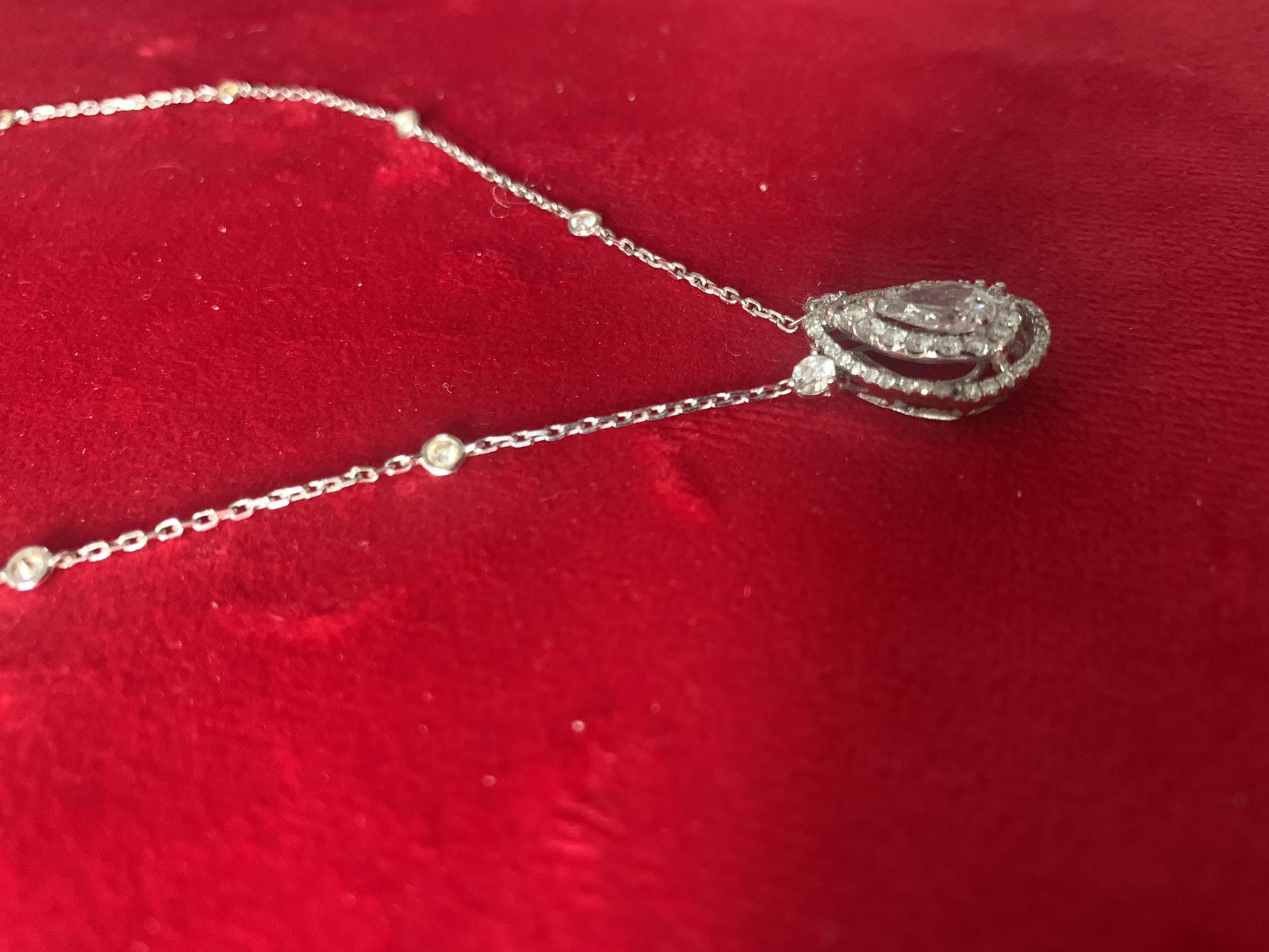 Teardrop Pear Double Halo Diamond By The Yard 14k White Gold Nec - photo 3