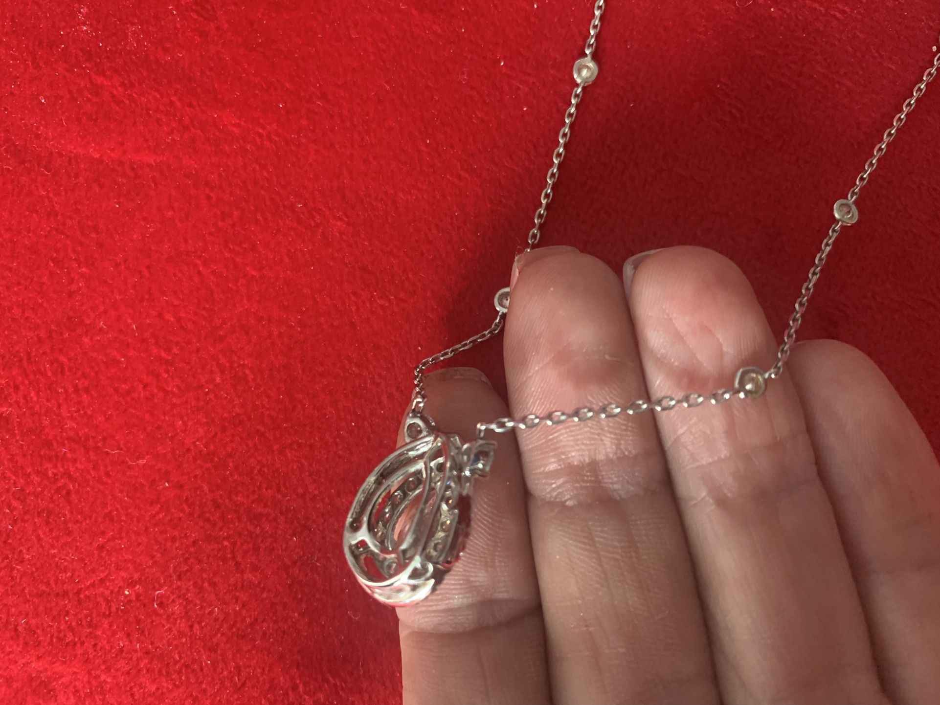 Teardrop Pear Double Halo Diamond By The Yard 14k White Gold Nec - photo 4