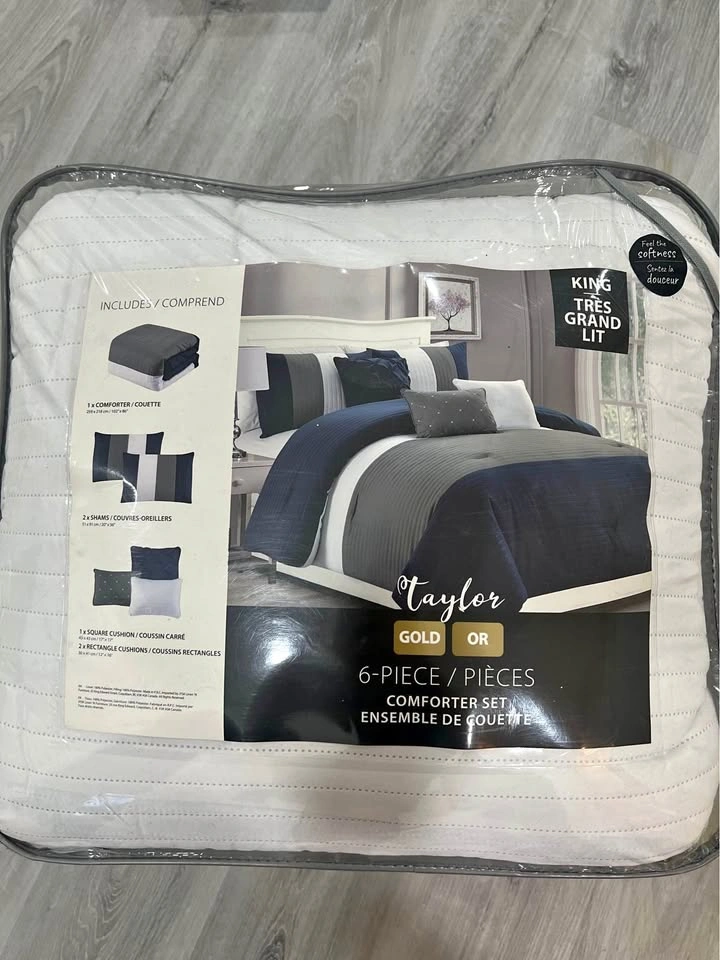 Taylor Gold King Size Comforter Set - 6 Piece - New