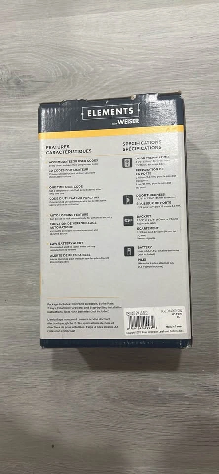 Weiser Elements Touchscreen Electronic Deadbolt Black - photo 2