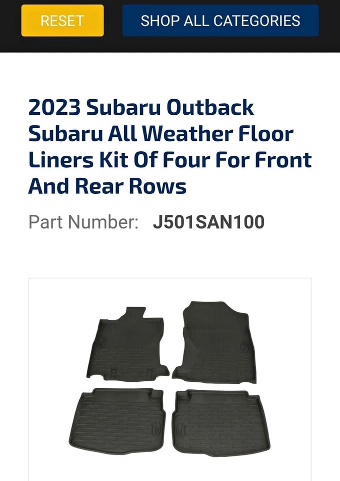 2020-2025 Subaru Outback All Weather Mats