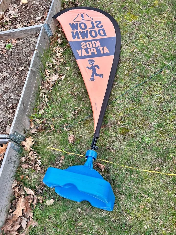 Kids Safety Sign Banner Flag with Poles and Base