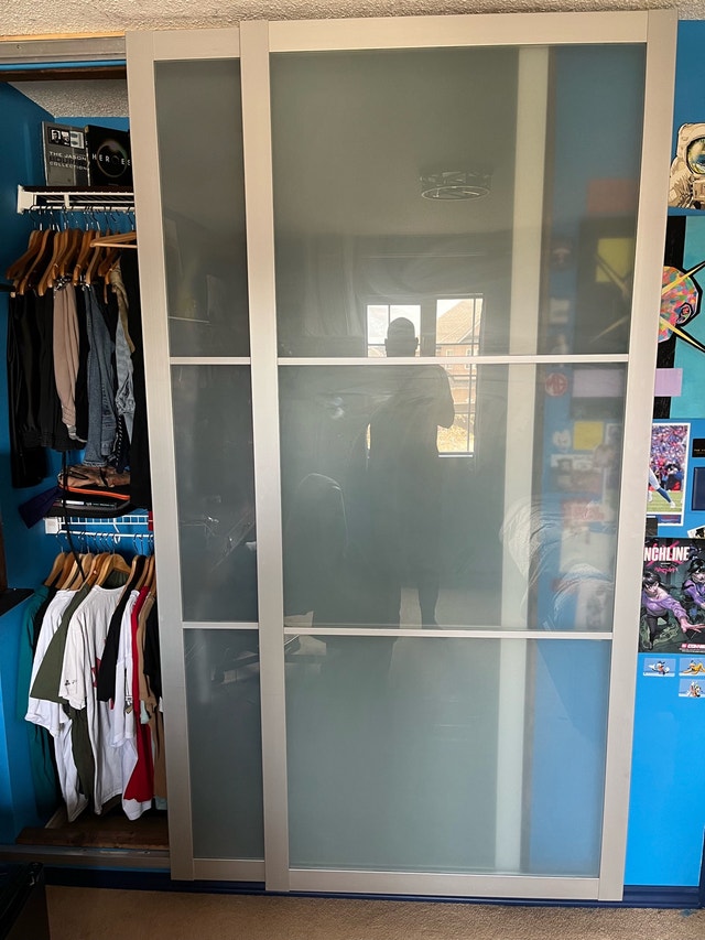 IKEA Pax Wardrobe Doors - Frosted Glass/Silver Frame