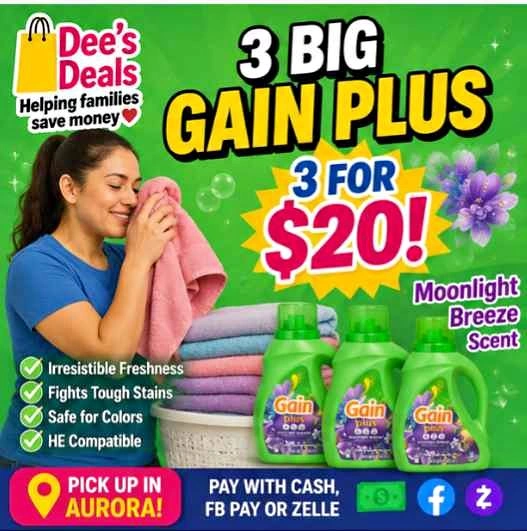 3 BIG GAIN PLUS DETERGENT 3 FOR $20