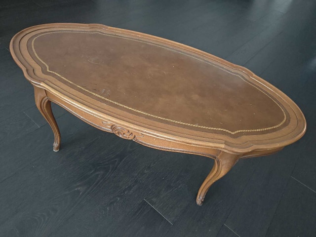 Antique Baetz Brother French Provincial Oval Coffee Table