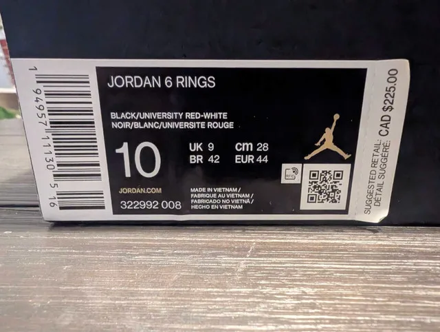 Jordan 6 Rings, (black, white and red) mens 10 image indicator(5)