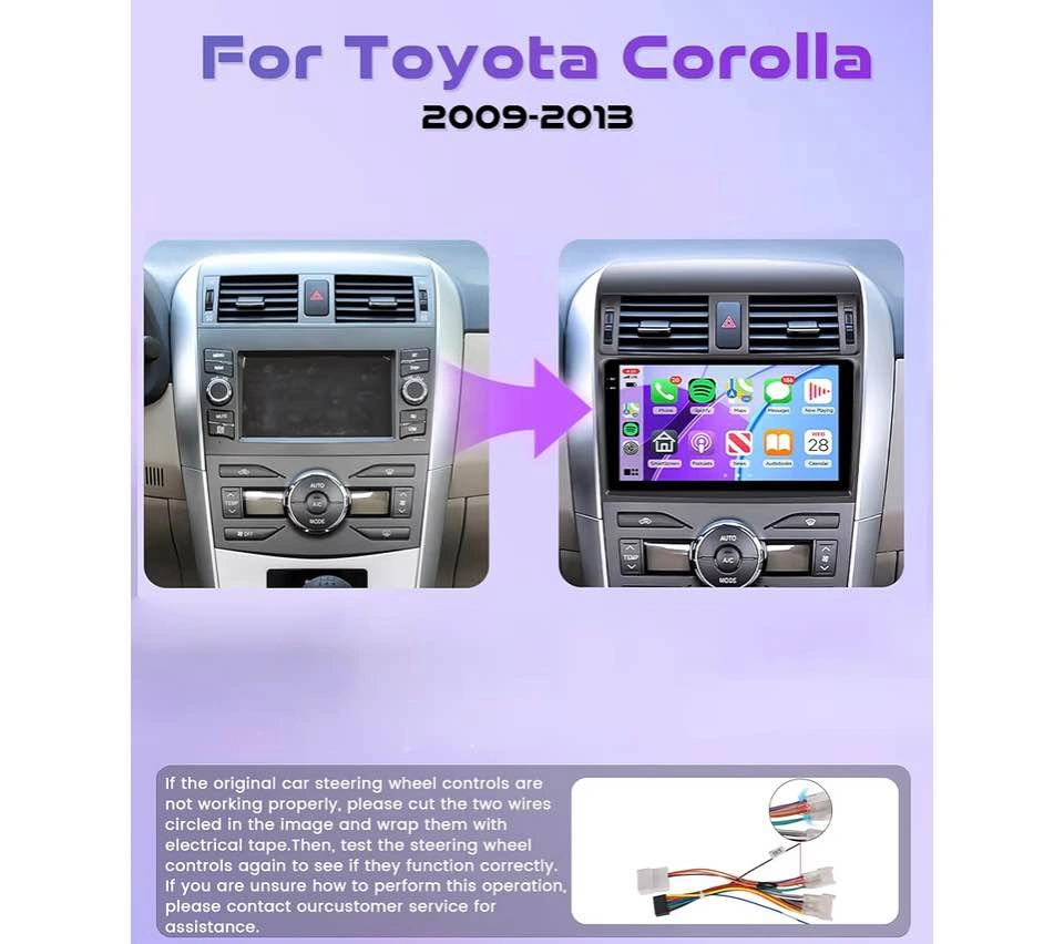 9” Touchscreen Stereo for 2009-2013 Toyota Corolla - CarPlay, GP - photo 5