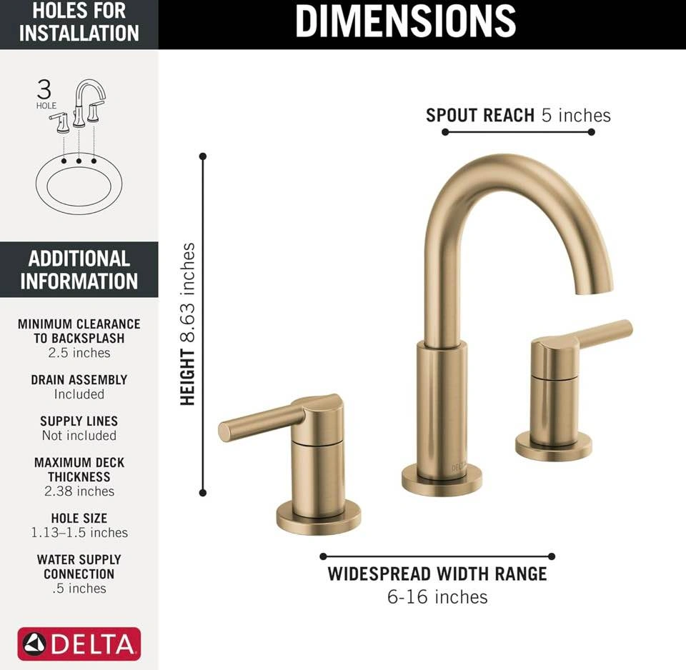 Delta Nicoli 14 Series Shower & Sink Faucet Set - Champagne Bron - photo 4
