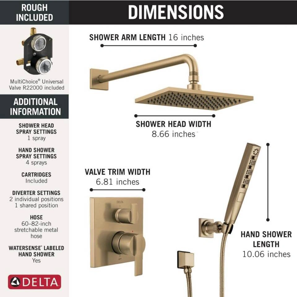 Delta Pivotal Rain Shower Faucet Complete Set, Stainless - photo 3