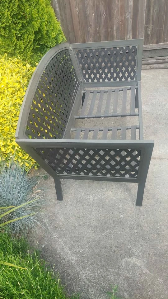 Outdoor Metal Loveseat with Tan Cushions - photo 4