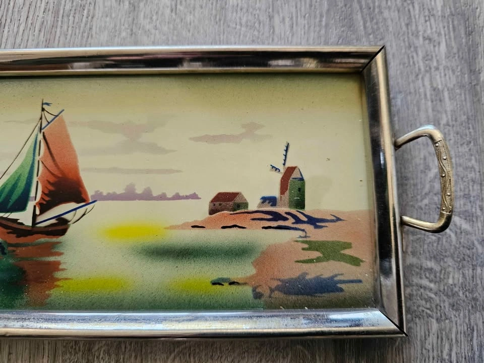 Vintage hand painted tray - photo 2