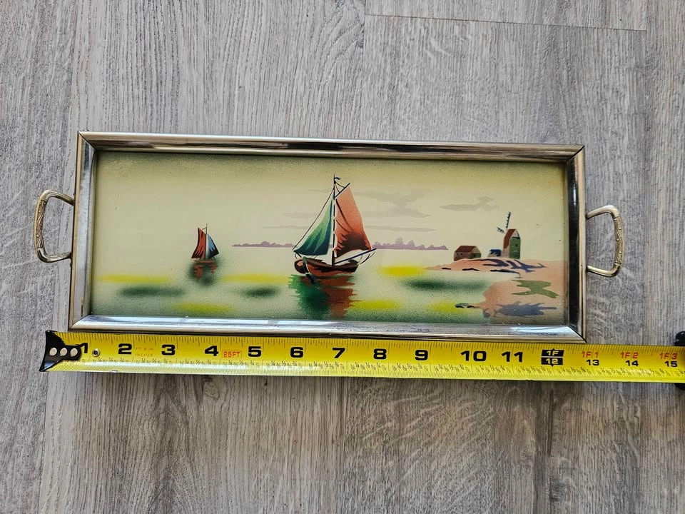 Vintage hand painted tray - photo 3