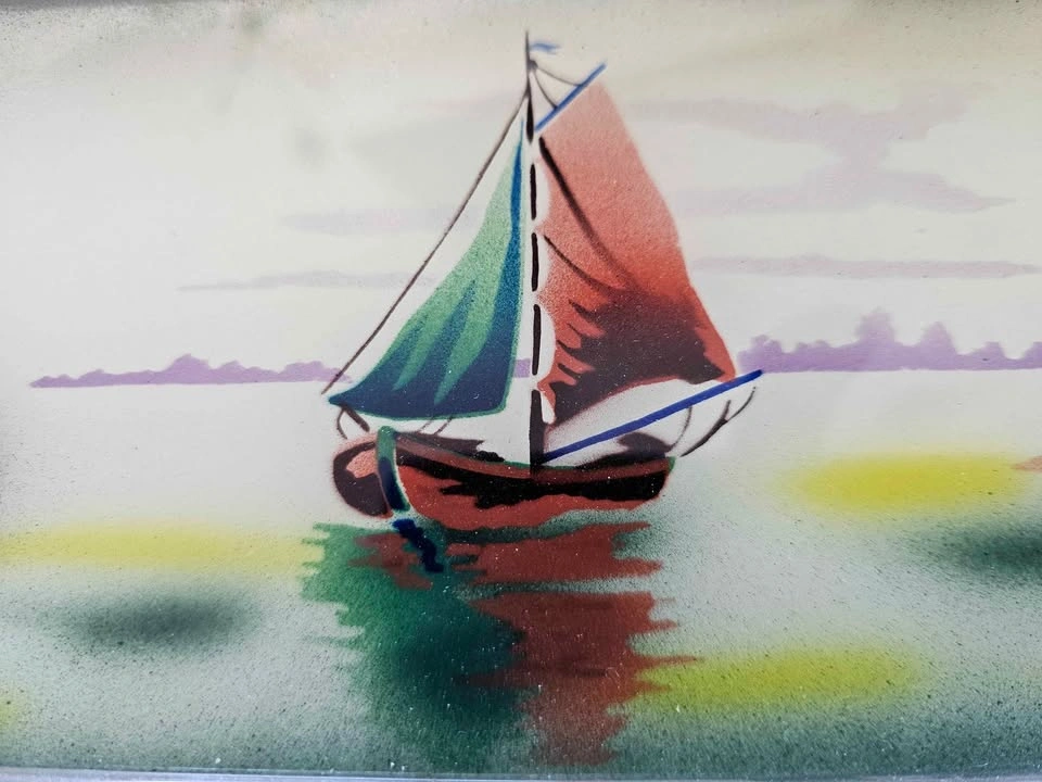 Vintage hand painted tray - photo 4