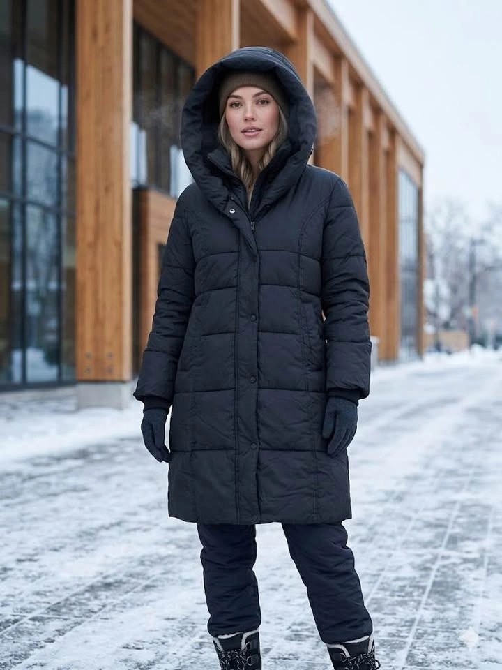 Suzy Shier Long Black Puffer Jacket - Size Small - photo 2