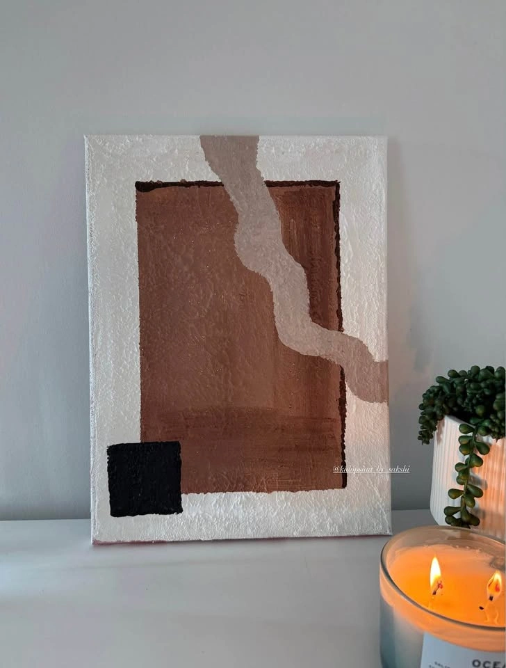 Handmade Abstract Acrylic Painting - Neutral Boho Heavy Texture - photo 2