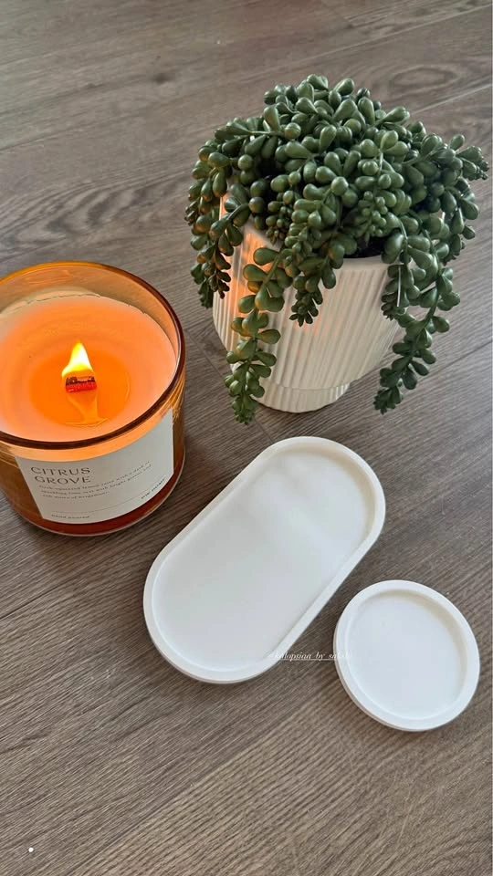 Handmade Minimalist Trinket Tray Set – Matte White Ceramic Style