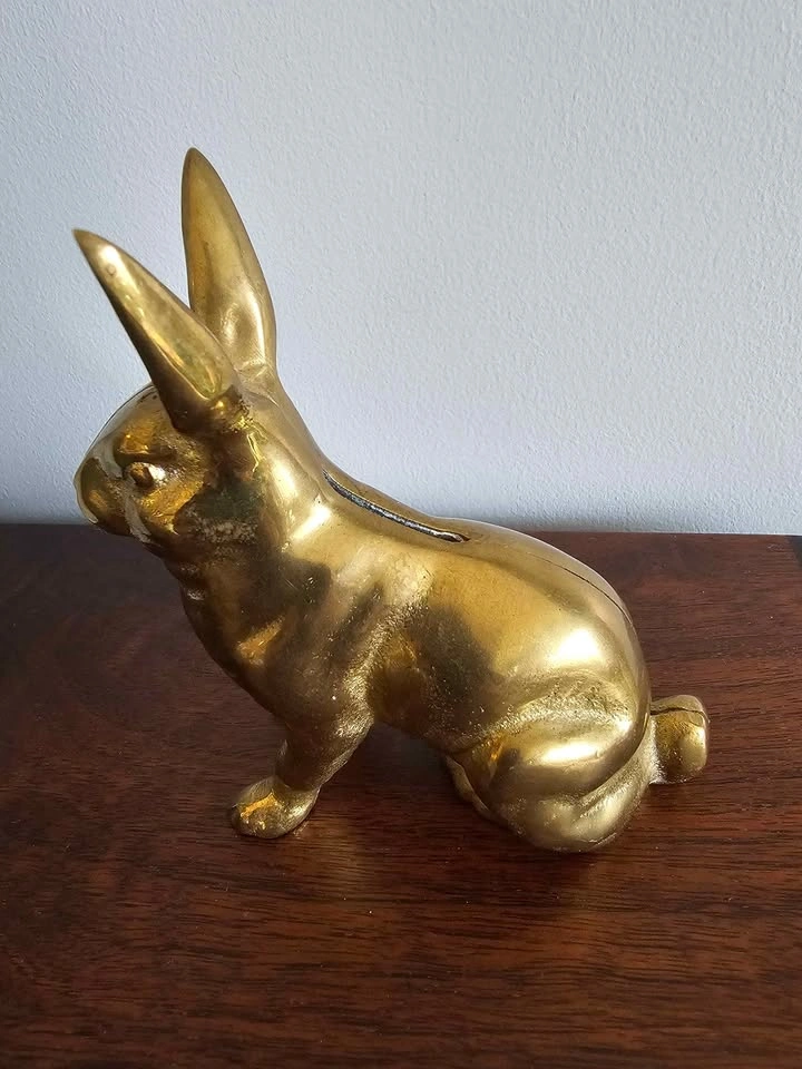Vintage brass bunny coin bank - photo 2