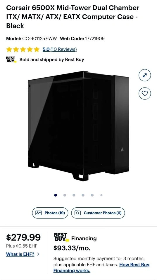 CORSAIR 6500X Tempered Glass Mid-Tower ATX PC Case