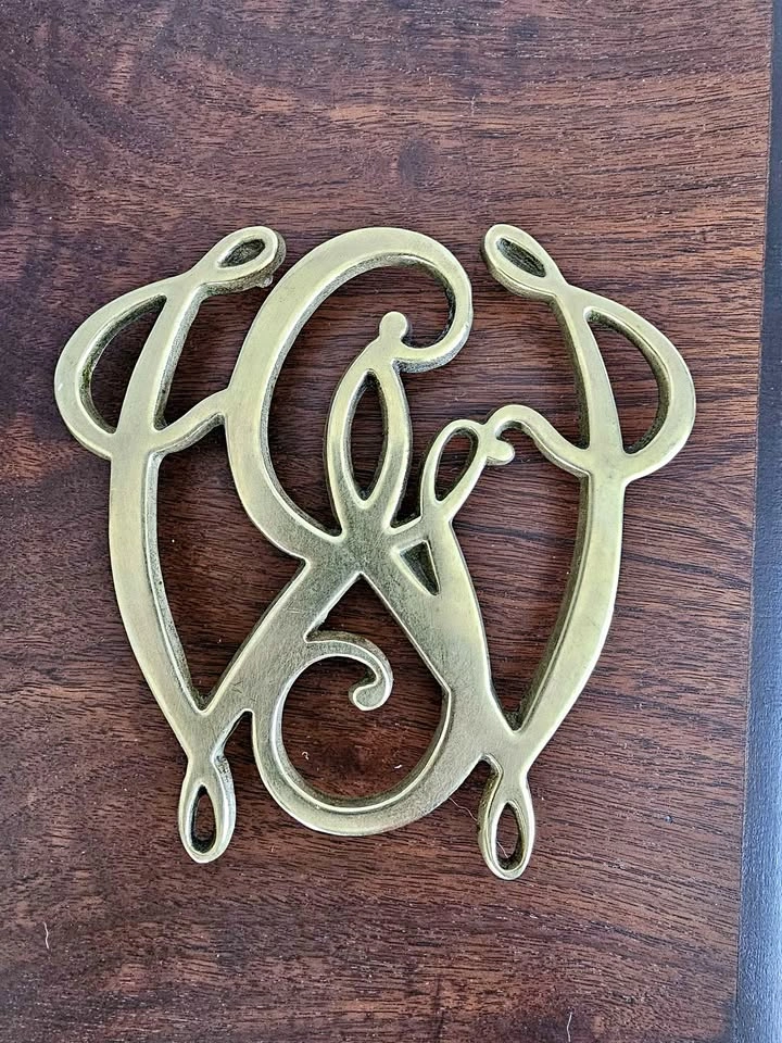 Vintage Solid Brass Washington Cypher Trivet