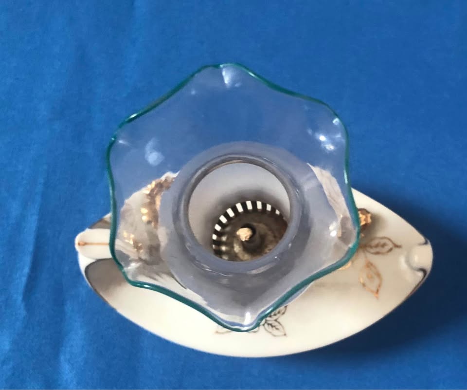VTG. MINIATURE ALADDIN STYLE MOSS ROSE OIL LAMP - photo 2