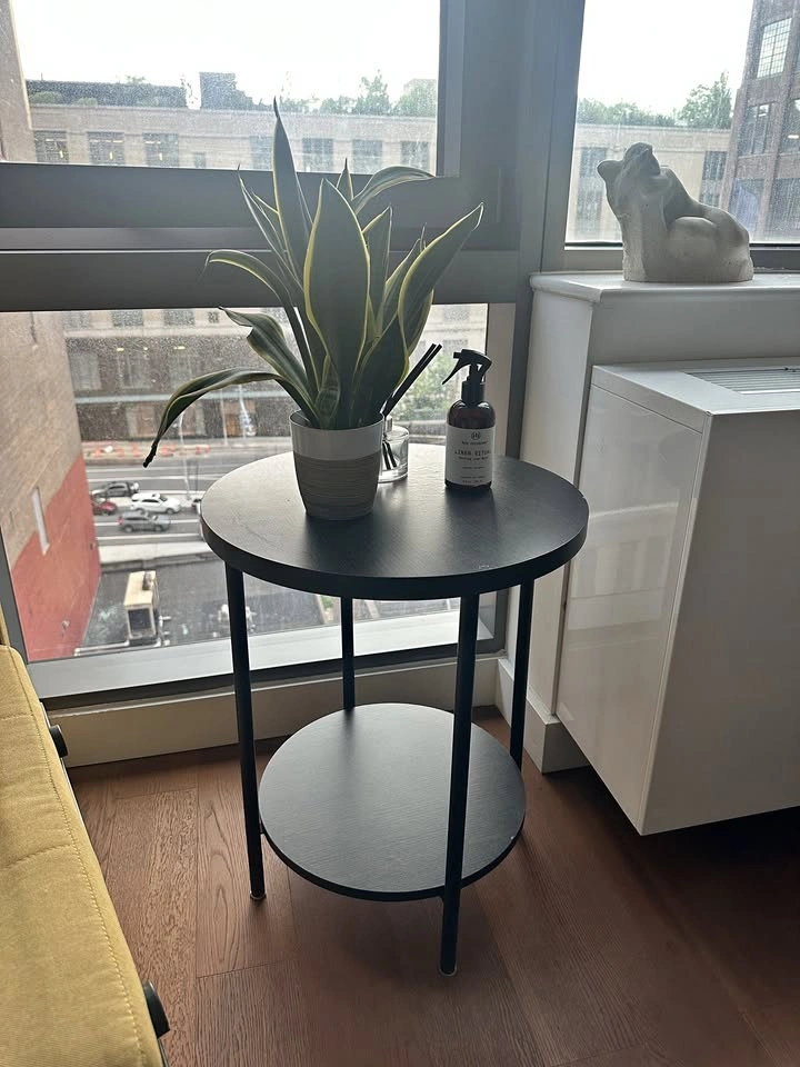 Set of 2 Modern Round Side Tables - Black