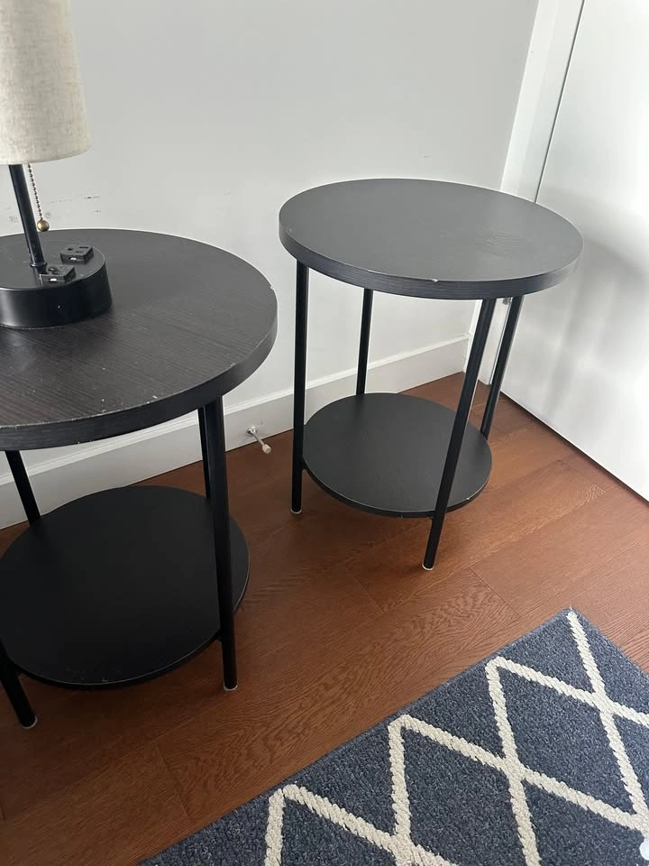 Set of 2 Modern Round Side Tables - Black - photo 5