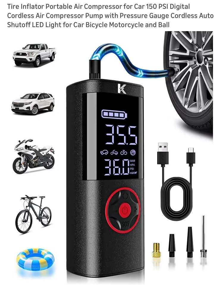(New) 150 PSI Tire Inflator Portable Air Compressor
