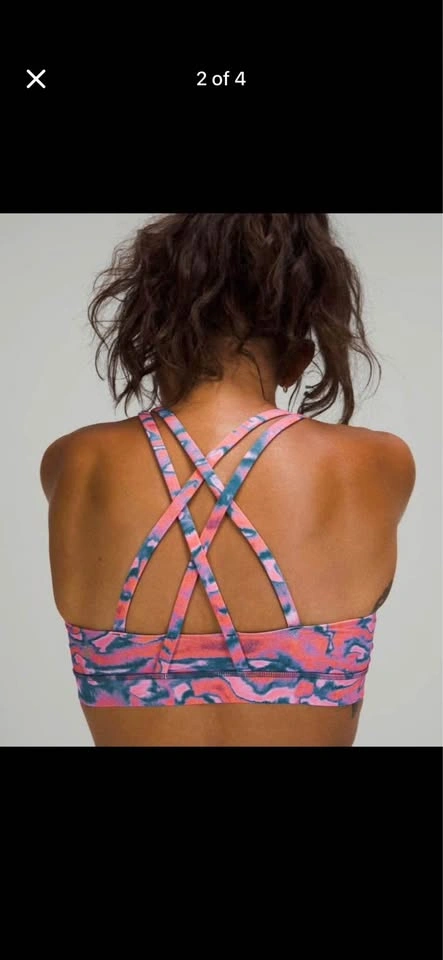 Lululemon Criss Cross Back Sports Bra Pink Blue Pattern - photo 2