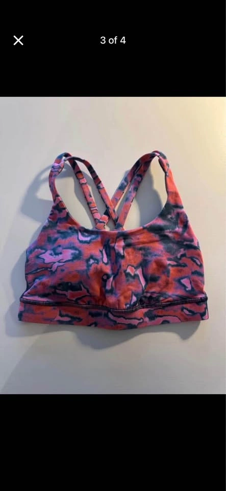 Lululemon Criss Cross Back Sports Bra Pink Blue Pattern - photo 3