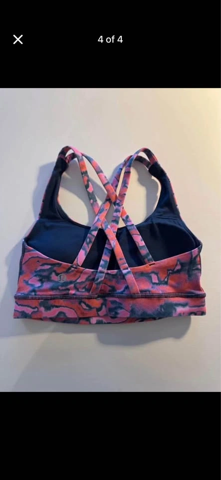 Lululemon Criss Cross Back Sports Bra Pink Blue Pattern - photo 4