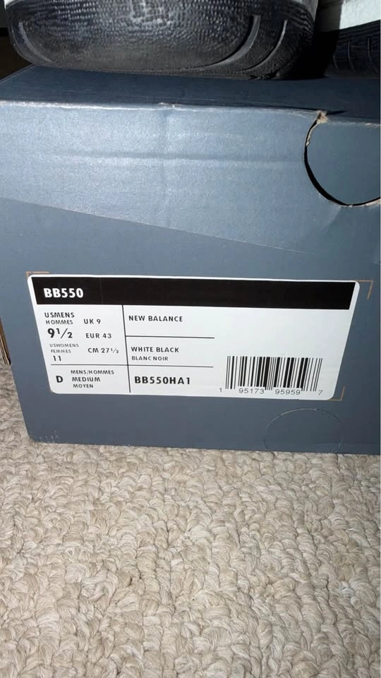 New Balance BB550 White/Black Men's US 9.5 w/ Box - photo 2