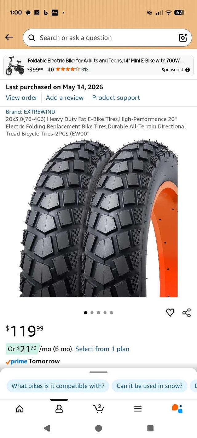 Set of 2 - Bike / E-Bike Tires - New - photo 2