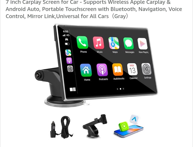 7" Carplay Screen - Wireless Apple CarPlay & Android Auto