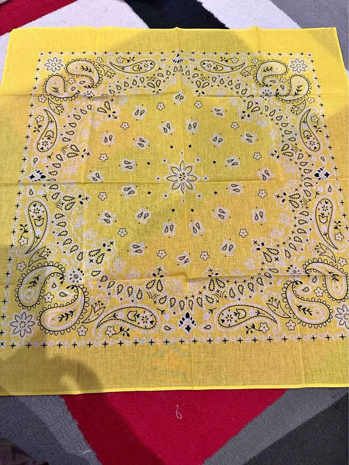 New 10-Pack Yellow Paisley Cotton Bandanas – 22” x 22”