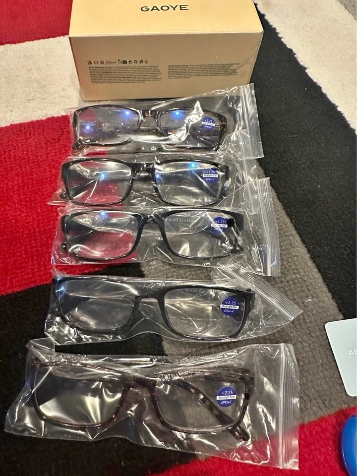GAOYE Blue Light Filter Reading Glasses +2.25 – New 5 Pack