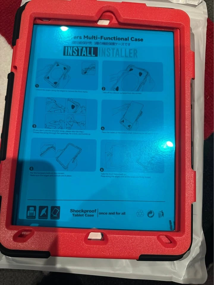 SEYMAC Shockproof iPad 10.2” Case - Red/Black w/ Strap & Stand - photo 4