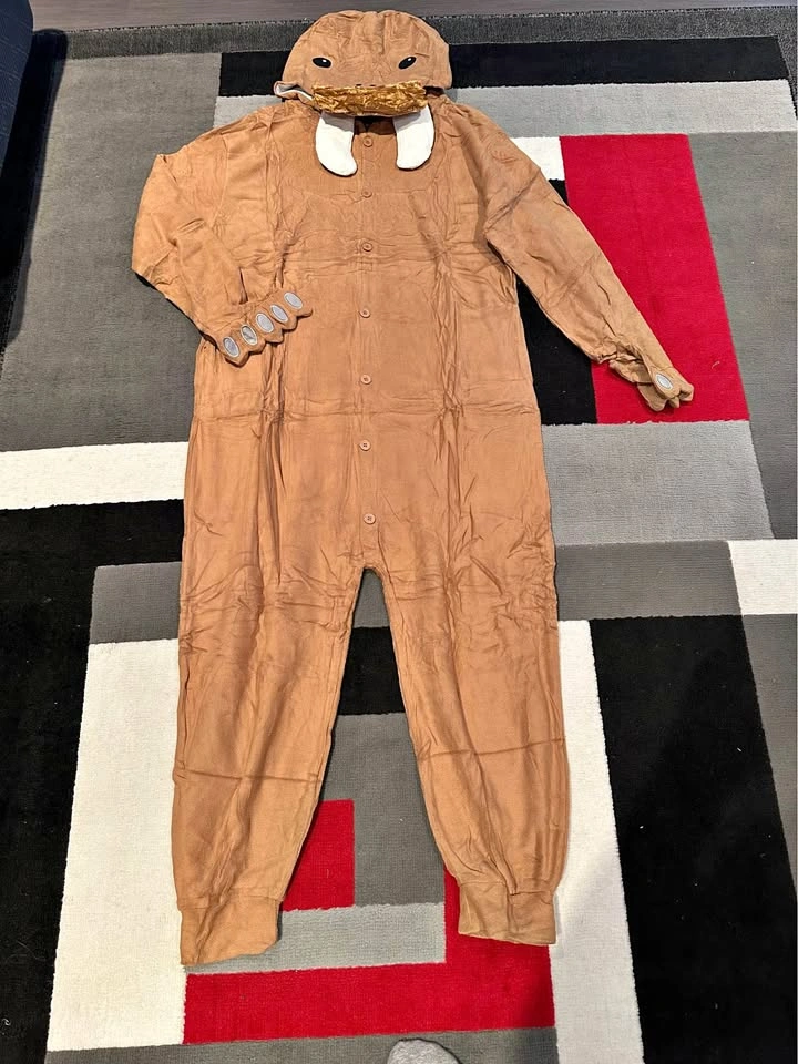 Adult Walrus Fleece Costume Onesie - Size Large - Cozy & Fun