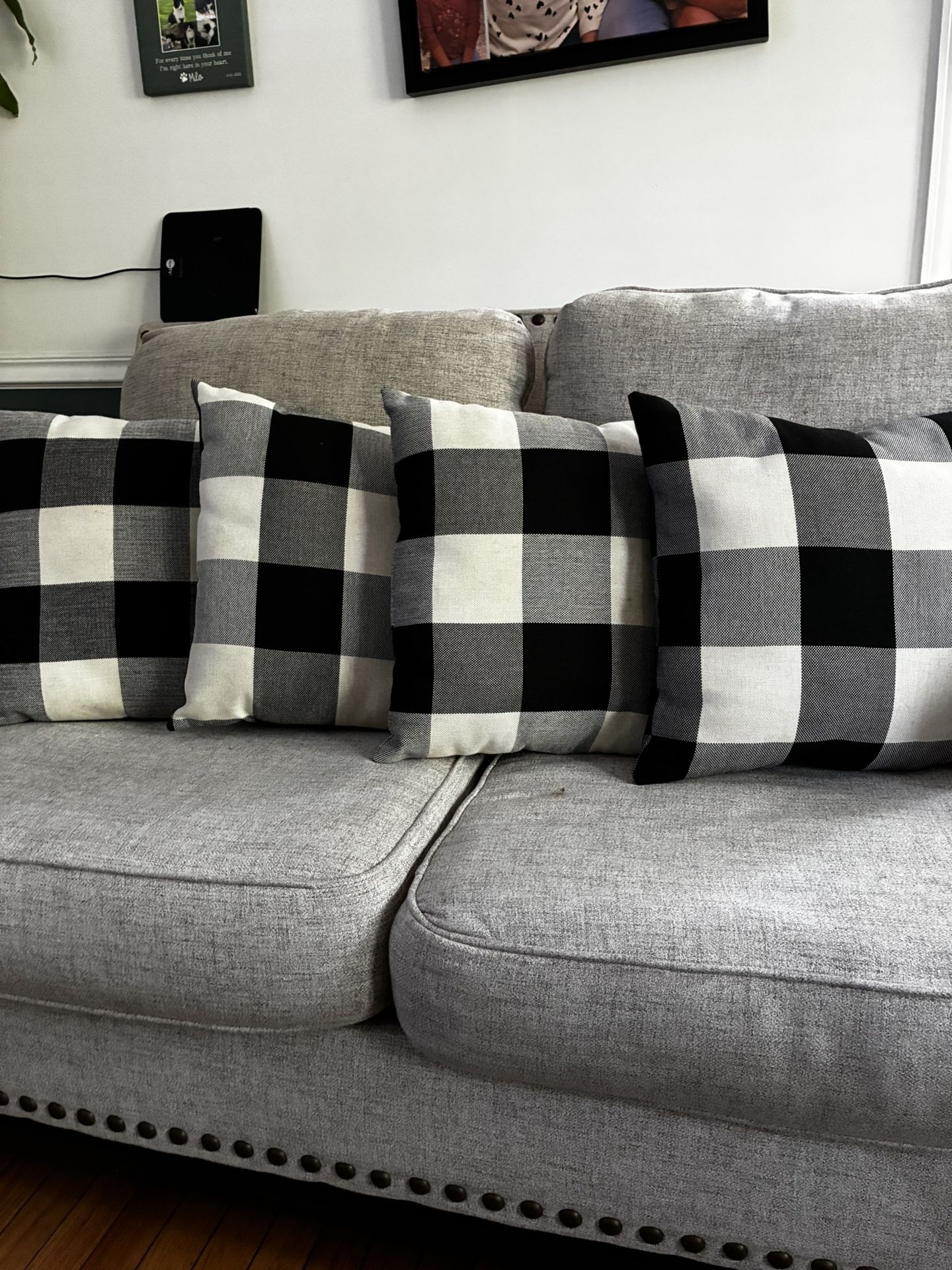 Set Of 4 Accent Pillows Country Farm Black And White
