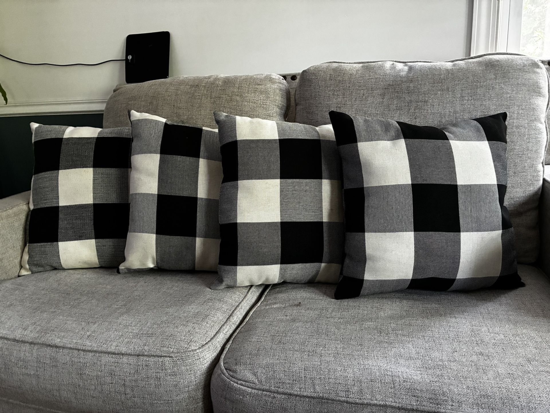 Set Of 4 Accent Pillows Country Farm Black And White - photo 2