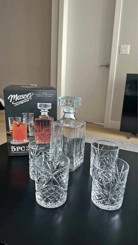 Mason Craft & More 5 PC Decanter Set/ Glass Set