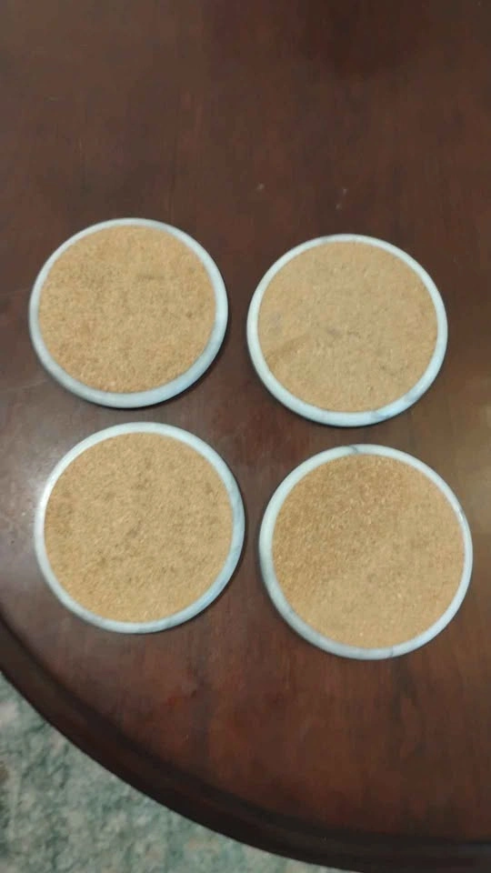 Vintage Marble & Cork Coasters (Set of 4) - photo 3