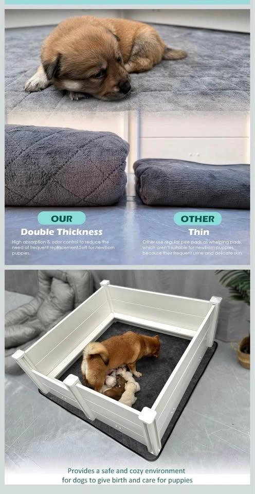 Whelping Box for Dogs, 48x48x18in, with Pig Rails & Pad - photo 2