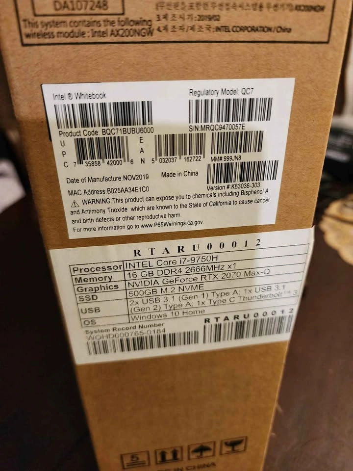 Intel Whitebook RTX 2070 Gaming Laptop 16GB/500GB - photo 2