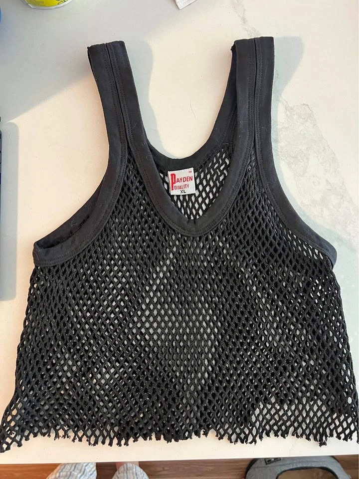 Fishnet Cropped Racerback Top Lace Vest
